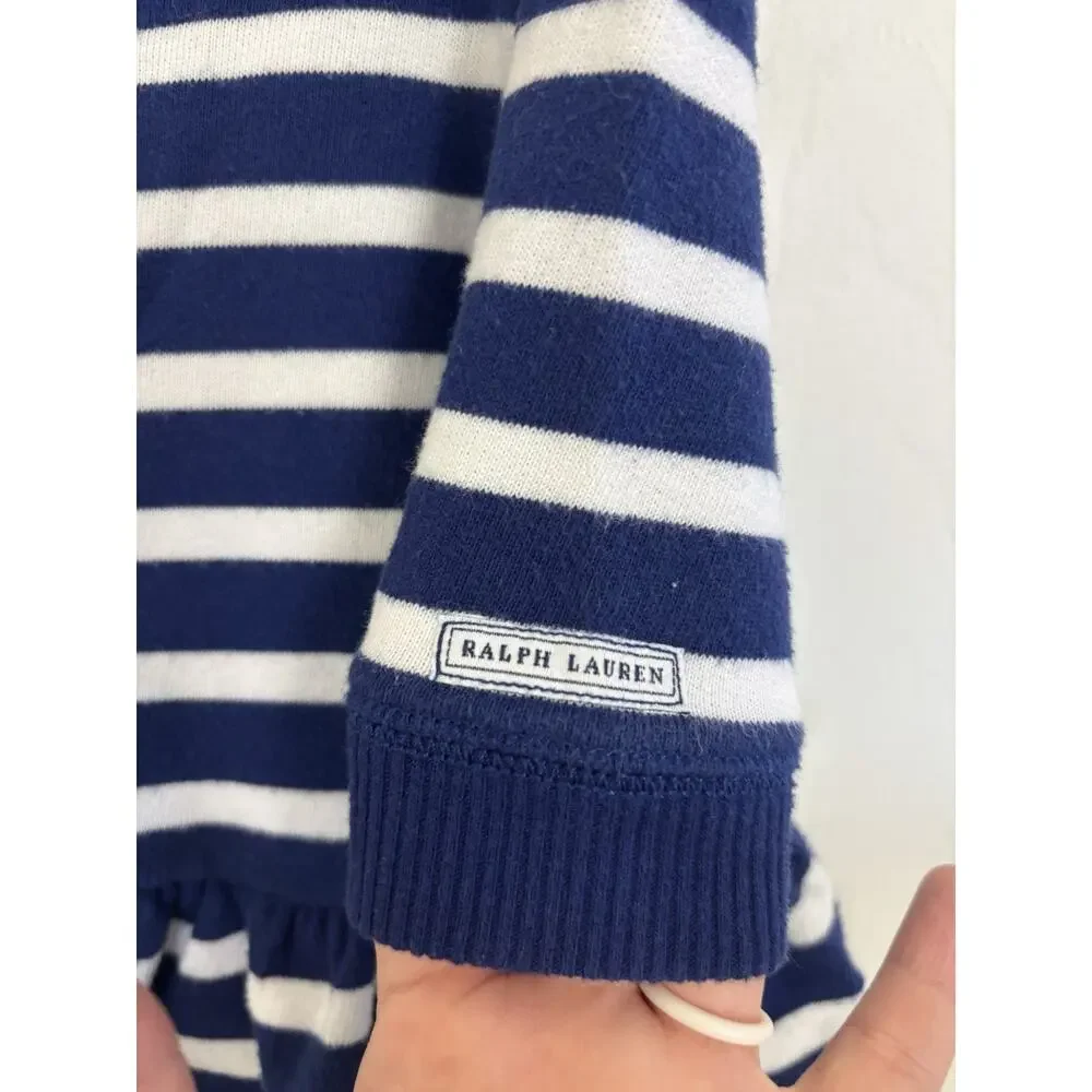Ralph Lauren Baby Navy Striped Dress 2 Piece Set 9M Nautical Sailor Preppy